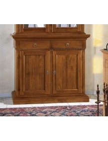 MOBILI 2G - CRISTALLIERA 2 PORTE IN LEGNO NOCE ARTE POVERA 135x50x228 (601+602) VISTA FRONTALE