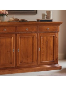 MOBILI 2G - CREDENZA 3 PORTE IN LEGNO NOCE ARTE POVERA 190x50x111 (604) vista frontale