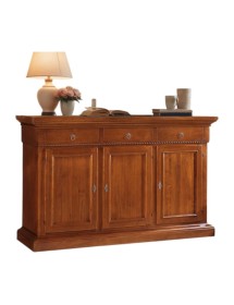 MOBILI 2G - CREDENZA 3 PORTE IN LEGNO NOCE ARTE POVERA 190x50x111 (604) vista frontale