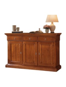 MOBILI 2G - CREDENZA 3 PORTE IN LEGNO NOCE ARTE POVERA 190x50x111 (604) vista frontale