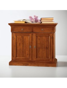 MOBILI 2G - CREDENZA 2 PORTE IN LEGNO NOCE ARTE POVERA 135x50x111 (601) vista frontale