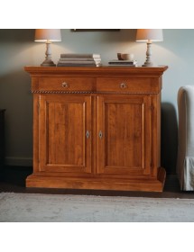 MOBILI 2G - CREDENZA 2 PORTE IN LEGNO NOCE ARTE POVERA 135x50x111 (601) vista frontale