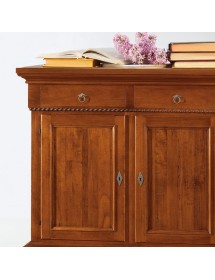MOBILI 2G - CREDENZA 2 PORTE IN LEGNO NOCE ARTE POVERA 135x50x111 (601) vista frontale