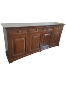 MOBILI 2G - Madia credenza classica 4 porte legno tinta noce 220x45x96 vista frontale
