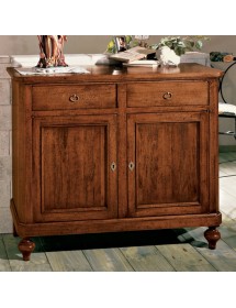 MOBILI 2G - CREDENZA 2 PORTE IN LEGNO NOCE ARTE POVERA 112x49x98 (1100) vista frontale