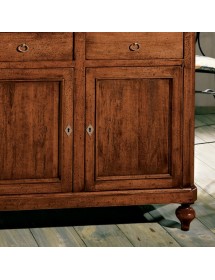 MOBILI 2G - CREDENZA 2 PORTE IN LEGNO NOCE ARTE POVERA 112x49x98 (1100) vista frontale