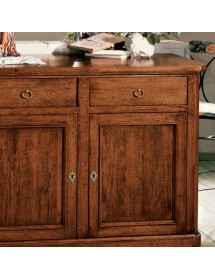 MOBILI 2G - CREDENZA 2 PORTE IN LEGNO NOCE ARTE POVERA 112x49x98 (1100) vista frontale