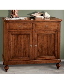 MOBILI 2G - CREDENZA 2 PORTE IN LEGNO NOCE ARTE POVERA 112x49x98 (1100) vista frontale