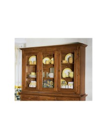 MOBILI 2G - CRISTALLIERA 3 PORTE IN LEGNO NOCE ARTE POVERA 172x51x226 (616+617) vista frontale