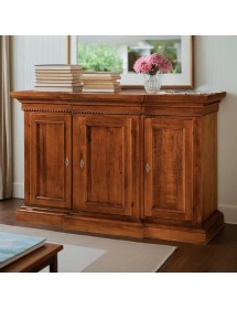 MOBILI 2G - CREDENZA 3 PORTE CORPO AVANZATO LEGNO NOCE ARTE POVERA 175x52x110 (603) vista frontale