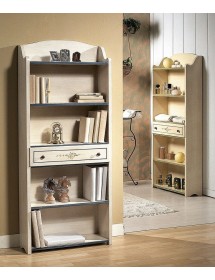 MOBILI 2G - LIBRERIA 5 RIPIANI LEGNO BIANCO FILO AZZURRO 70X24X171 (1325) vista frontale