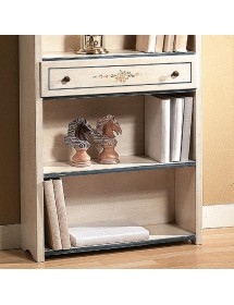 MOBILI 2G - LIBRERIA 5 RIPIANI LEGNO BIANCO FILO AZZURRO 70X24X171 (1325) vista frontale