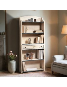 MOBILI 2G - LIBRERIA 5 RIPIANI LEGNO BIANCO FILO AZZURRO 70X24X171 (1325) vista frontale