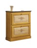 MOBILI 2G -  SCARPIERA 2 ANTE IN LEGNO MASSELLO GIALLO/BLU L.80 x P.30 H.93 (1217) VISTA FRONTALE