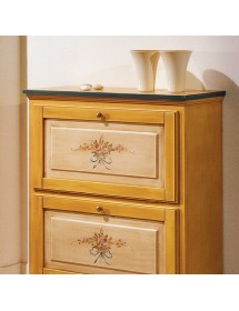 MOBILI 2G -  SCARPIERA 2 ANTE IN LEGNO MASSELLO GIALLO/BLU L.80 x P.30 H.93 (1217) VISTA FRONTALE