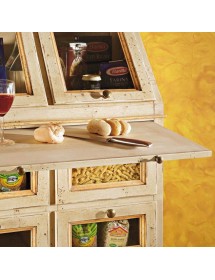 MOBILI 2G - Dispensa shabby 2 ribalte, 2 porte e 4 cassetti legno decorata 82x44x153 (1447) vista frontale