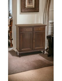 MOBILI 2G - Madia credenza 2 porte legno massello tinta noce 90X40X94 (954) vista frontale