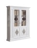 MOBILI 2G - VETRINA 2 PORTE IN LEGNO INTAGLIATA SHABBY BIANCO L.155 x P.48 H.215 (2178)