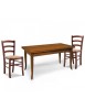 MOBILI 2G - Set tavolo rettangolare 100x70 120x80 140x80 160x85 allungabile con 4/6 sedie legno seduta paglia vista frontale