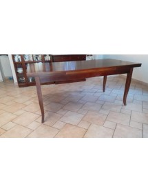 MOBILI 2G - Set tavolo rettangolare 100x70 120x80 140x80 160x85 allungabile con 4/6 sedie legno seduta paglia vista frontale