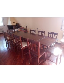 MOBILI 2G - Set tavolo rettangolare 100x70 120x80 140x80 160x85 allungabile con 4/6 sedie legno seduta paglia vista frontale