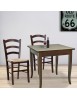 MOBILI 2G - Set tavolo quadrato fisso bar cucina 70x70 con 2 sedie legno seduta paglia vista frontale