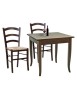 MOBILI 2G - Set tavolo quadrato fisso bar cucina 70x70 con 2 sedie legno seduta paglia vista frontale