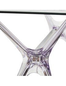 MOBILI 2G - TAVOLO RETTANGOLARE POLIPROPILENE TRASPARENTE E VETRO TRASPARENTE 120X80x76 (745) (745) VISTA FRONTALE