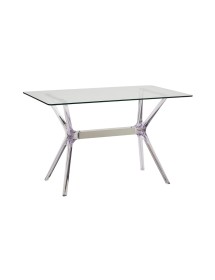 MOBILI 2G - TAVOLO RETTANGOLARE POLIPROPILENE TRASPARENTE E VETRO TRASPARENTE 140X80x76 (747) vista frontale