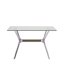 MOBILI 2G - TAVOLO RETTANGOLARE POLIPROPILENE TRASPARENTE E VETRO TRASPARENTE 140X80x76 (747) vista frontale