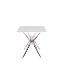 MOBILI 2G - TAVOLO RETTANGOLARE POLIPROPILENE TRASPARENTE E VETRO TRASPARENTE 140X80x76 (747) vista frontale