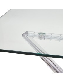 MOBILI 2G - TAVOLO RETTANGOLARE POLIPROPILENE TRASPARENTE E VETRO TRASPARENTE 140X80x76 (747) vista frontale