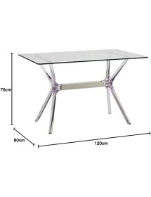 MOBILI 2G - TAVOLO RETTANGOLARE POLIPROPILENE TRASPARENTE E VETRO TRASPARENTE 120X80x76 (745) (745) VISTA FRONTALE