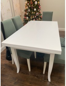 MOBILI 2G - Set tavolo rettangolare shabby 100x70 120x80 140x80 160x85 allungabile con 4/6 sedie legno seduta paglia