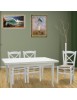 MOBILI 2G - Set tavolo rettangolare shabby 100x70 120x80 140x80 160x85 allungabile con 4/6 sedie legno seduta paglia