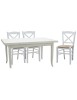 MOBILI 2G - Set tavolo rettangolare shabby 100x70 120x80 140x80 160x85 allungabile con 4/6 sedie legno seduta paglia