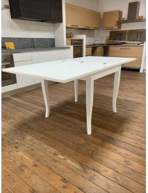 MOBILI 2G - Set tavolo quadrato bianco 80x80 90x90 100x100 allungabile con 4/6 sedie legno seduta paglia vista frontale