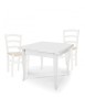 MOBILI 2G - Set tavolo quadrato bianco 80x80 90x90 100x100 allungabile con 4/6 sedie legno seduta paglia vista frontale