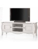 MOBILI 2G - PORTA TV IN LEGNO SHABBY BIANCO/FOGLIA ARGENTO 160X50X61