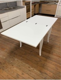 MOBILI 2G - Set tavolo quadrato bianco 80x80 90x90 100x00 allungabile con 4/6 sedie legno seduta legno VISTA FRONTALE