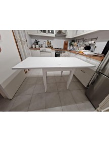 MOBILI 2G - Set tavolo quadrato bianco 80x80 90x90 100x00 allungabile con 4/6 sedie legno seduta legno VISTA FRONTALE