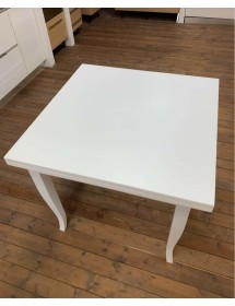 MOBILI 2G - Set tavolo quadrato bianco 80x80 90x90 100x00 allungabile con 4/6 sedie legno seduta legno VISTA FRONTALE