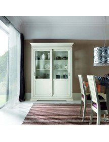 MOBILI 2G - VETRINA CLASSICA IN LEGNO 2 PORTE SCORREVOLI L.165 P.50 H.215