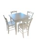 MOBILI 2G - Set tavolo quadrato bianco 80x80 90x90 100x00 allungabile con 4/6 sedie legno seduta legno VISTA FRONTALE