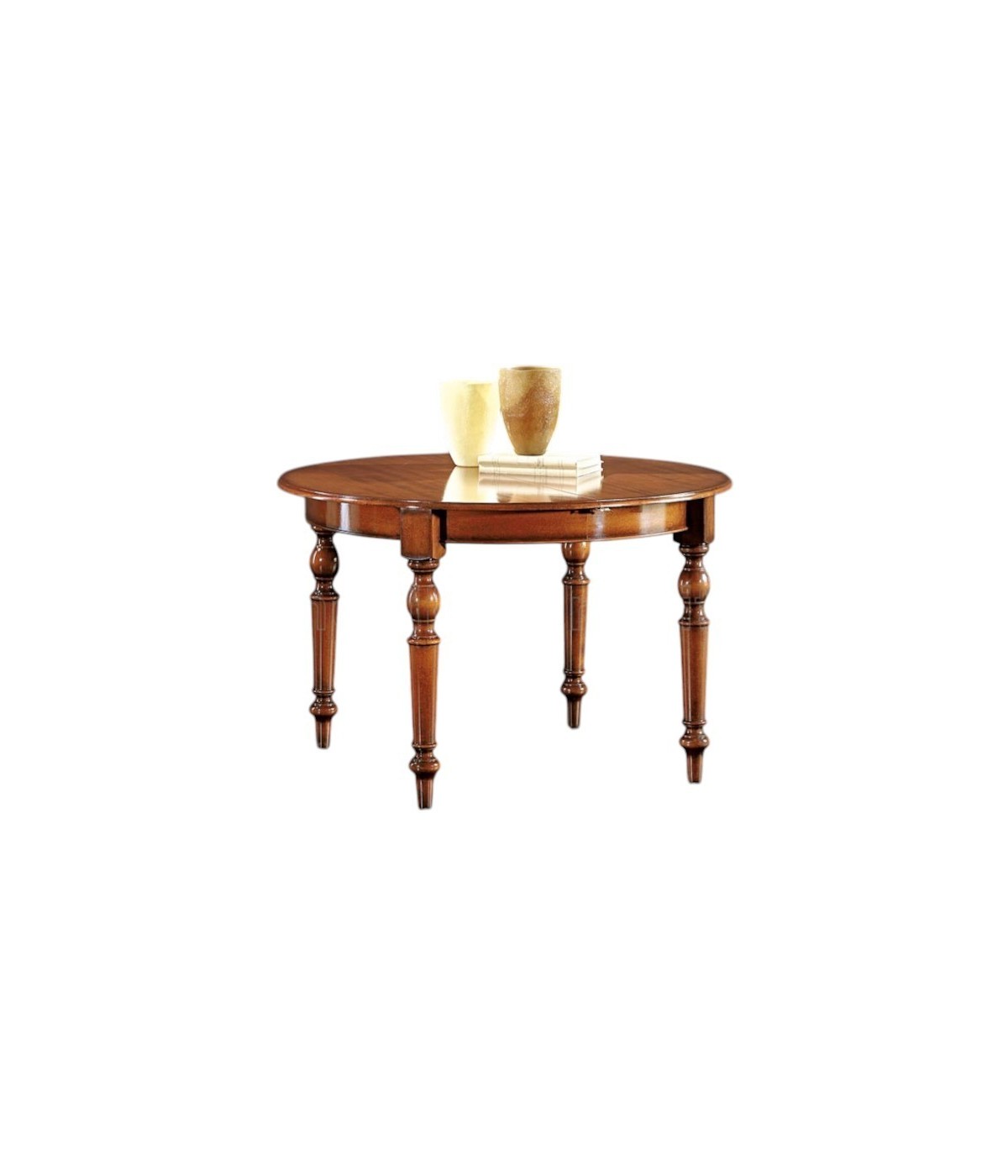 MOBILI 2G - Tavolo rotondo classico allungabile tornito legno bassano 120x120x80 vista frontale