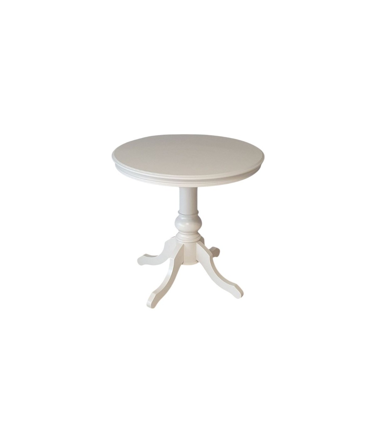 MOBILI 2G - Tavolo tavolino rotondo classico legno bianco 80x80x78 VISTA FRONTALE