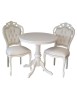 MOBILI 2G - Set tavolo rotondo bianco 80x78 con 2 sedie capitonnè ecopelle vista frontale