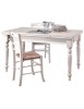 MOBILI 2G - Set tavolo rettangolare shabby bianco anticato 100x70 120x80 140x80 160x85 allungabile con 4/6 sedie seduta paglia