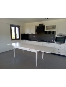 MOBILI 2G - Set tavolo rettangolare bianco 100x70 120x80 140x80 160x85 allungabile con 4/6 sedie legno seduta legno