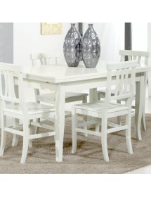 MOBILI 2G - Set tavolo rettangolare bianco 100x70 120x80 140x80 160x85 allungabile con 4/6 sedie legno seduta legno